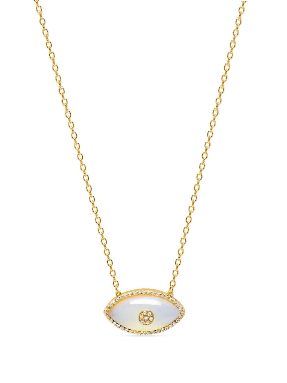 Nialaya Jewelry 眼睛图案月长石吊饰项链 - 金色
