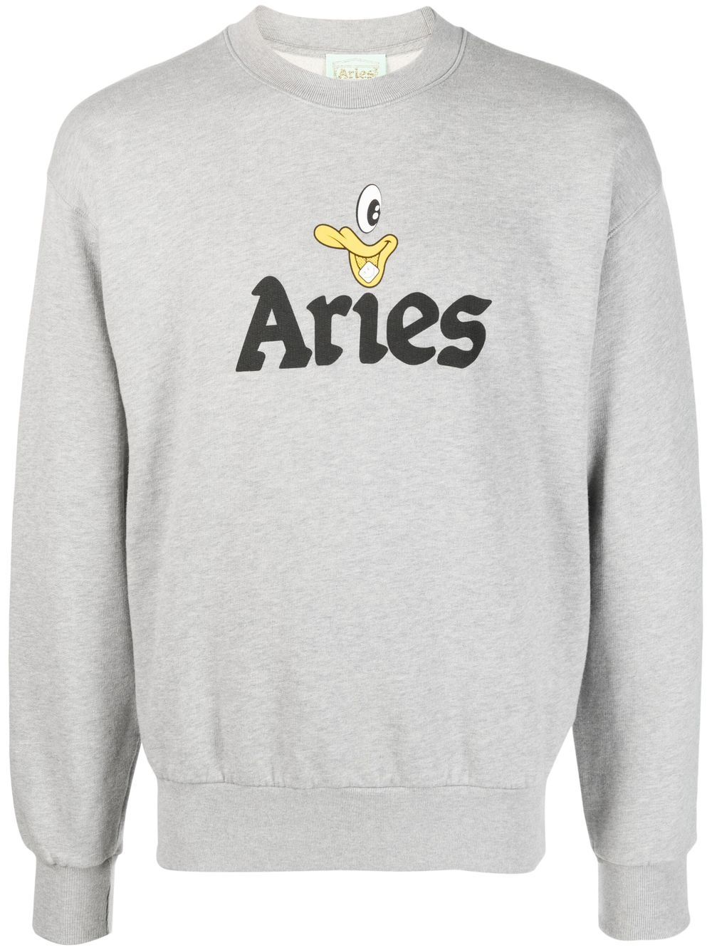 Aries logo印花棉卫衣 - 灰色
