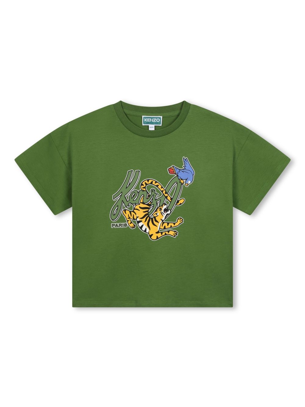 Kenzo Kids logo印花棉T恤 - 绿色