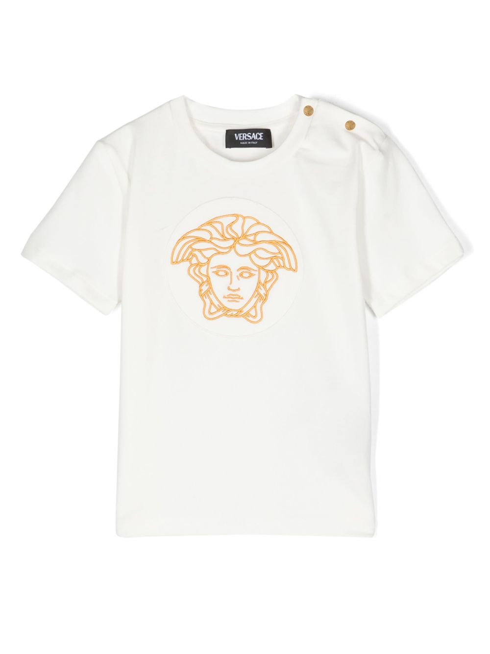 Versace Kids Medusa Head 刺绣棉T恤 - 白色