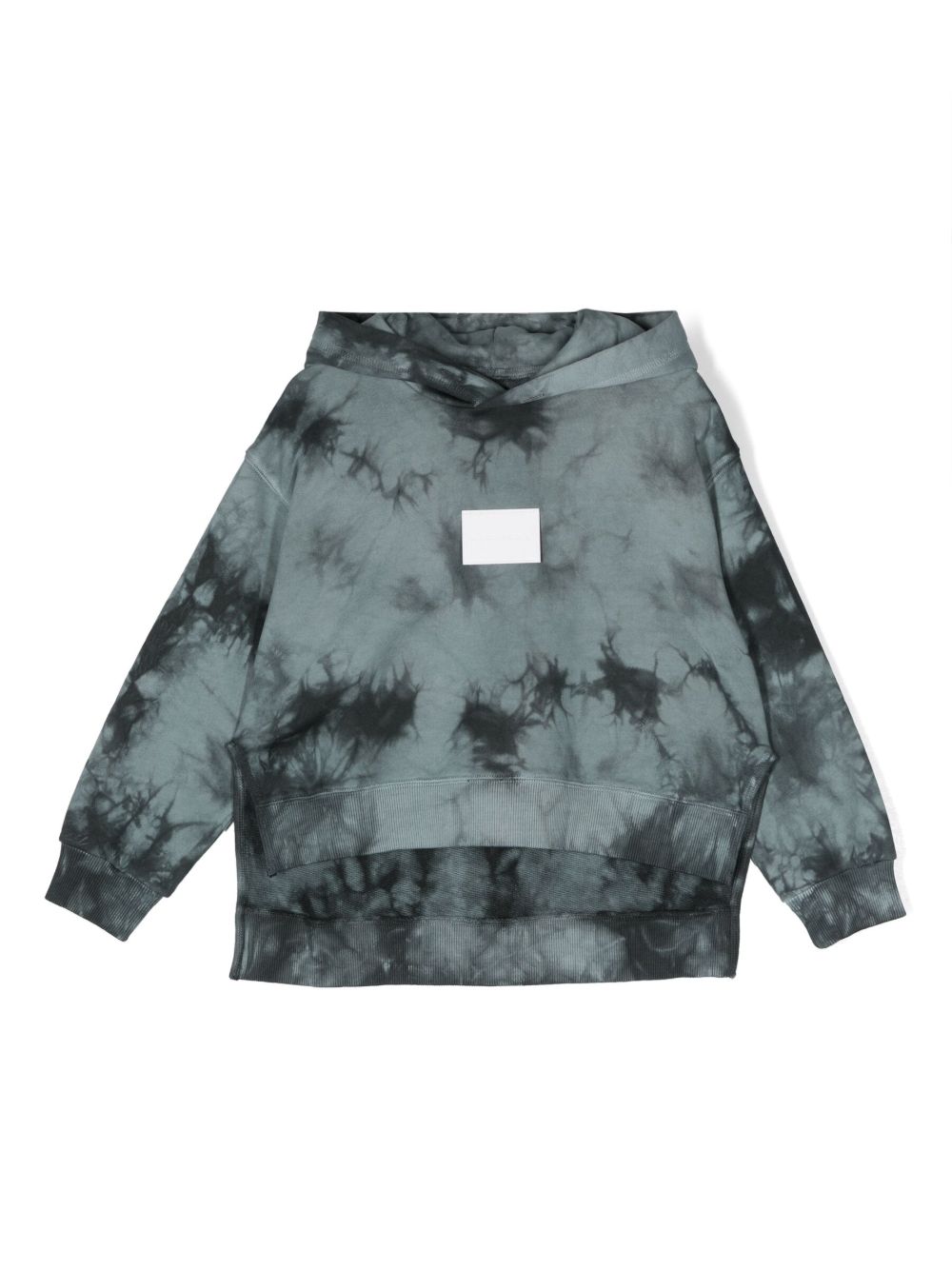 MM6 Maison Margiela Kids 标贴扎染棉连帽衫 - 灰色