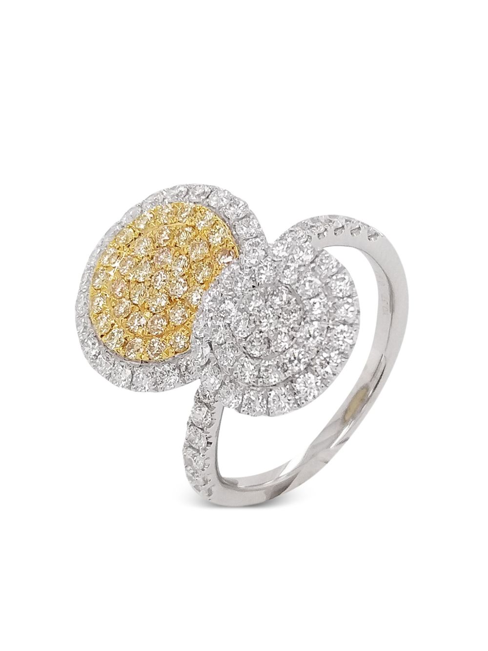 HYT Jewelry 18K黄金铂金钻石戒指 - 银色