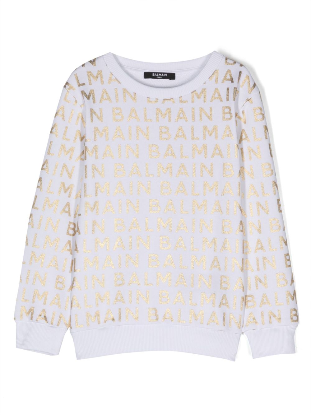 Balmain Kids logo印花棉卫衣 - 白色