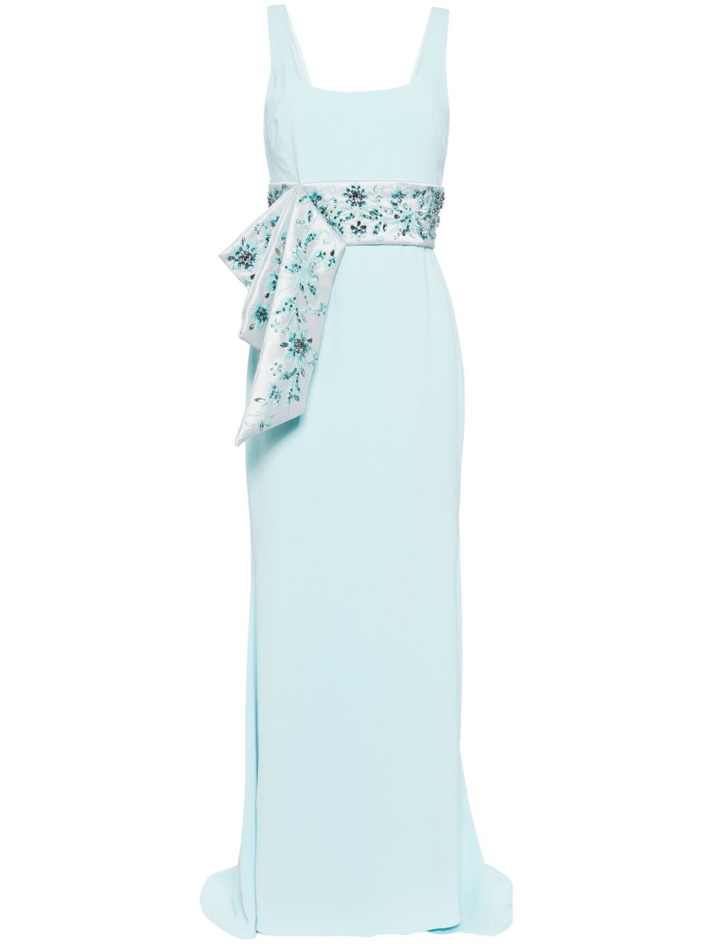 Badgley Mischka 腰带细节无袖礼服 - 蓝色
