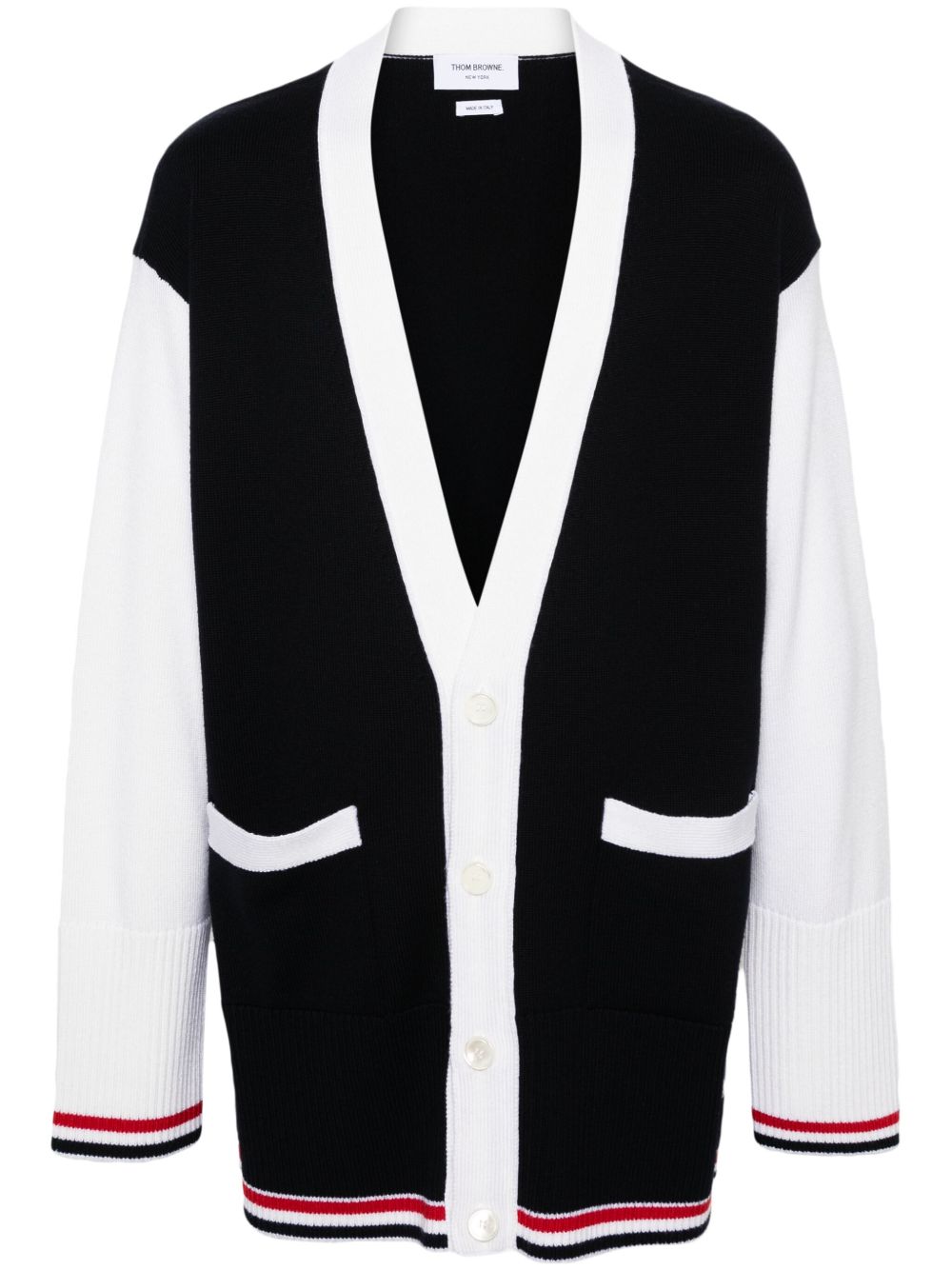 Thom Browne 拼色初剪羊毛开衫 - 蓝色