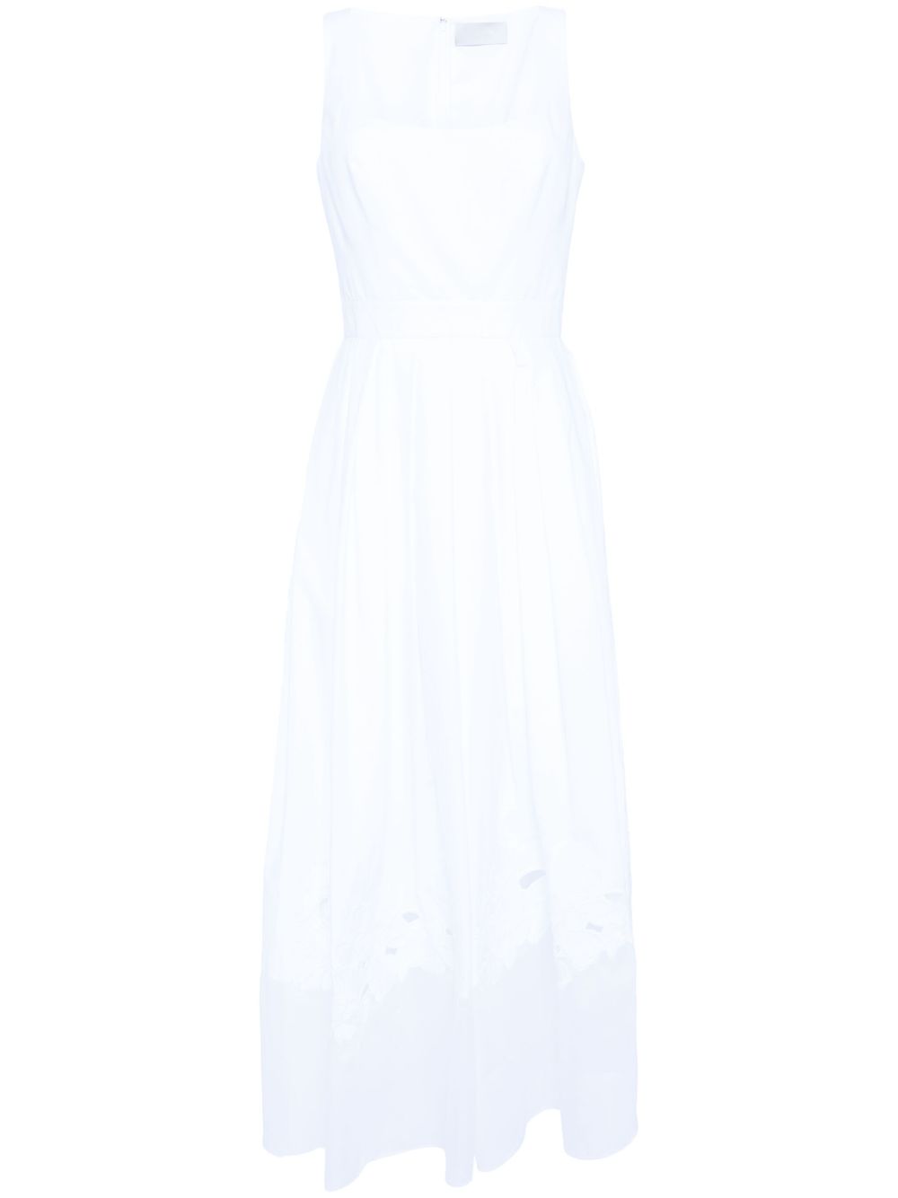 Elie Saab 刺绣百褶连衣裙 - 白色