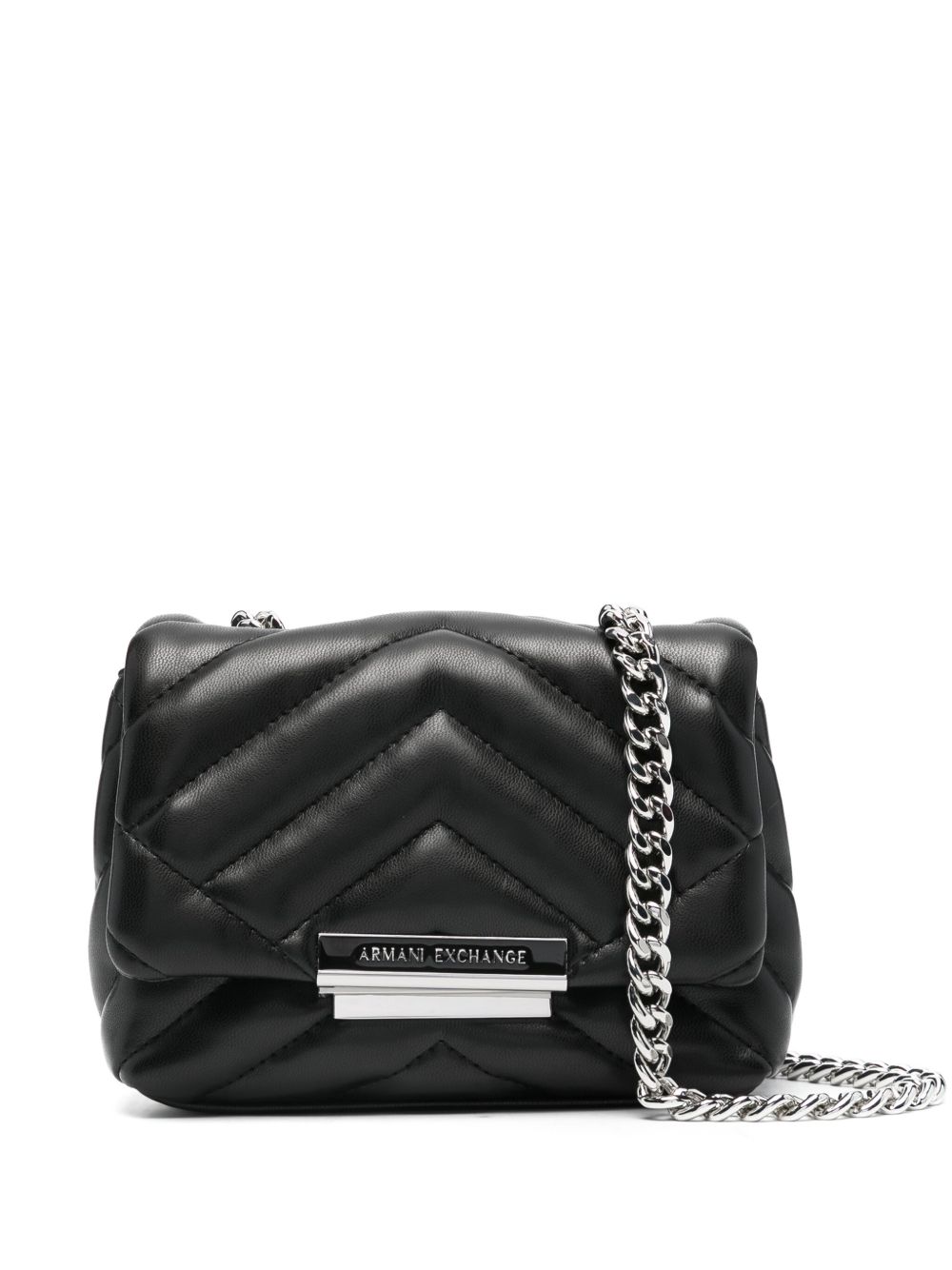 Armani Exchange 人字纹图案绗缝迷你包 - 黑色