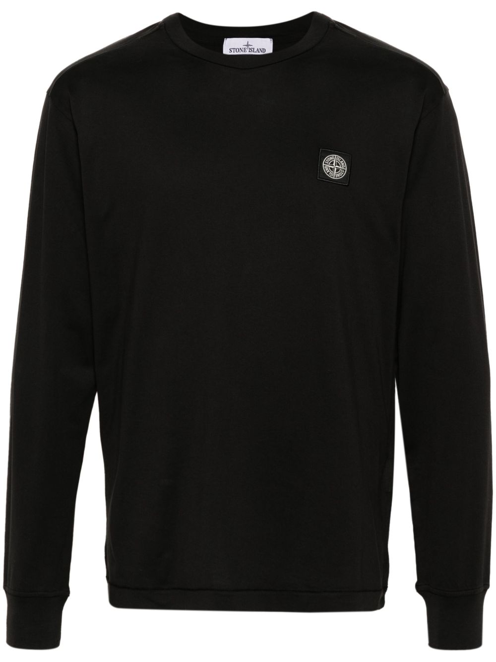 Stone Island 平纹针织棉T恤 - 黑色