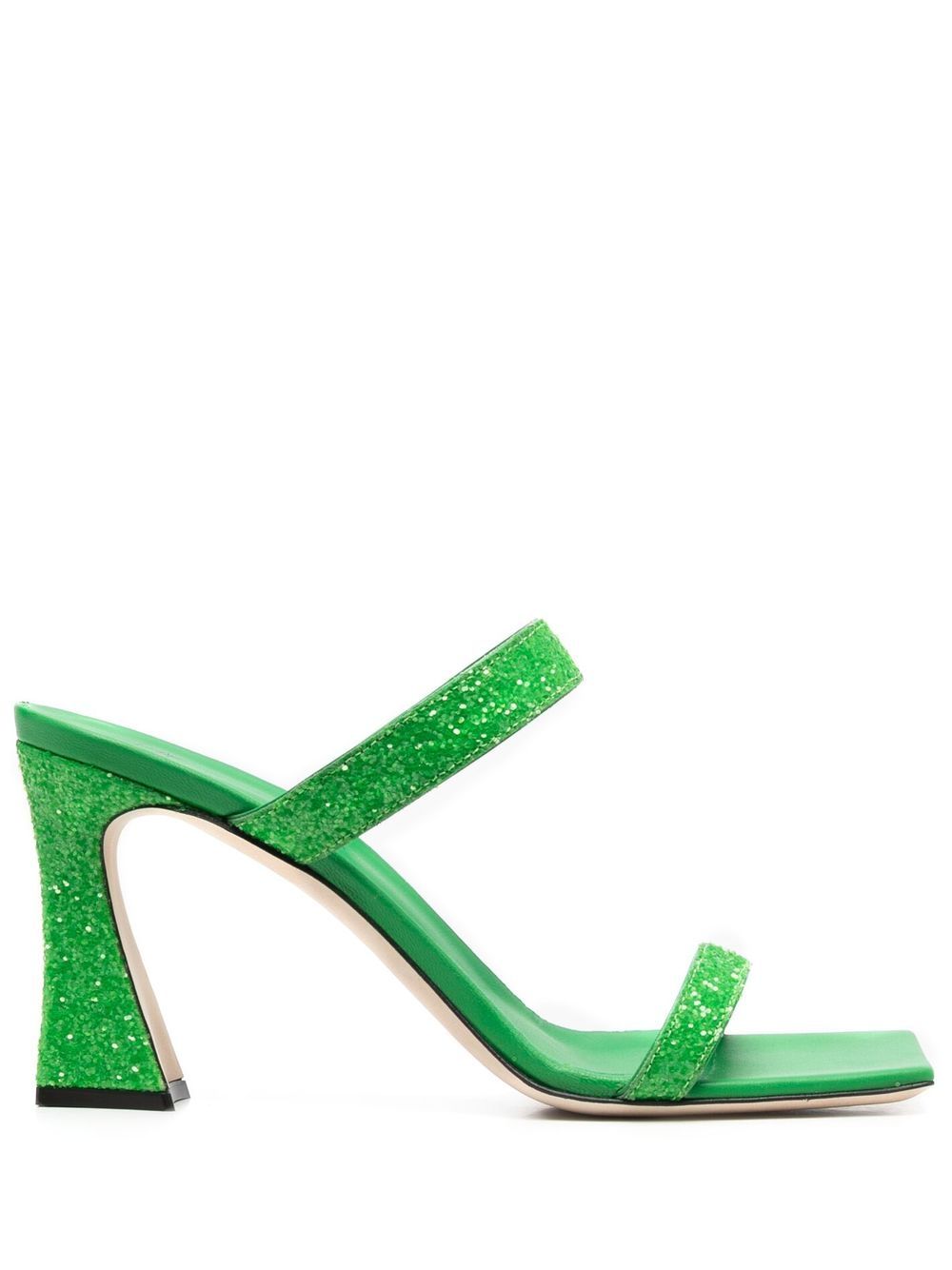 Giuseppe Zanotti 亮片金葱方头穆勒鞋 - 绿色