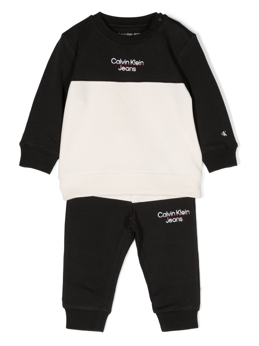 Calvin Klein Kids logo-print two-tone tracksuit - 黑色