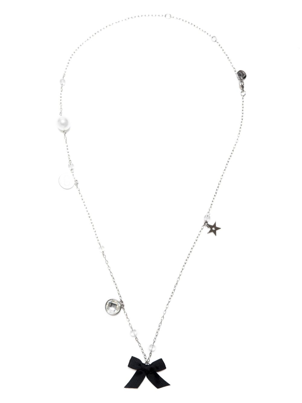 Christian Dior Pre-Owned 蝴蝶结吊饰项链 - 银色