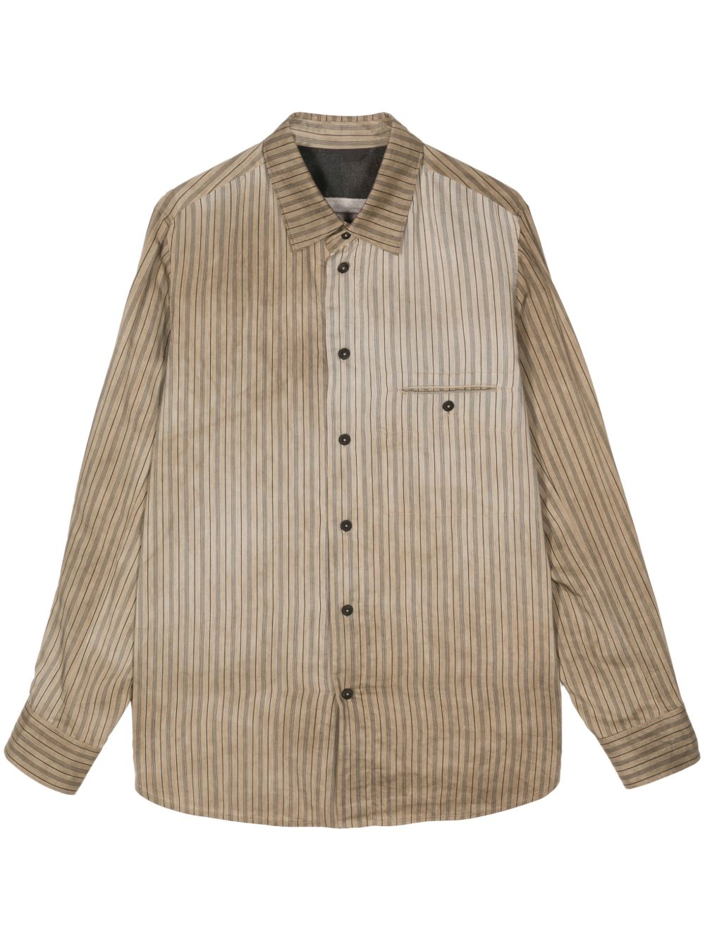Ziggy Chen faded-effect striped shirt - 中性色