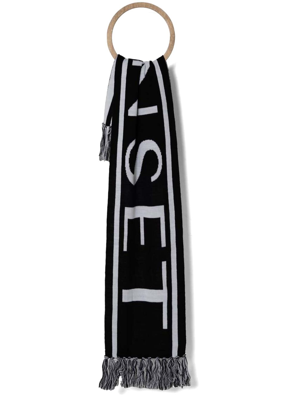 TWINSET logo嵌花针织围巾 - 黑色