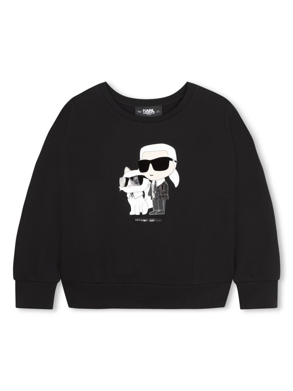 Karl Lagerfeld Kids Ikon 棉质混纺卫衣 - 黑色