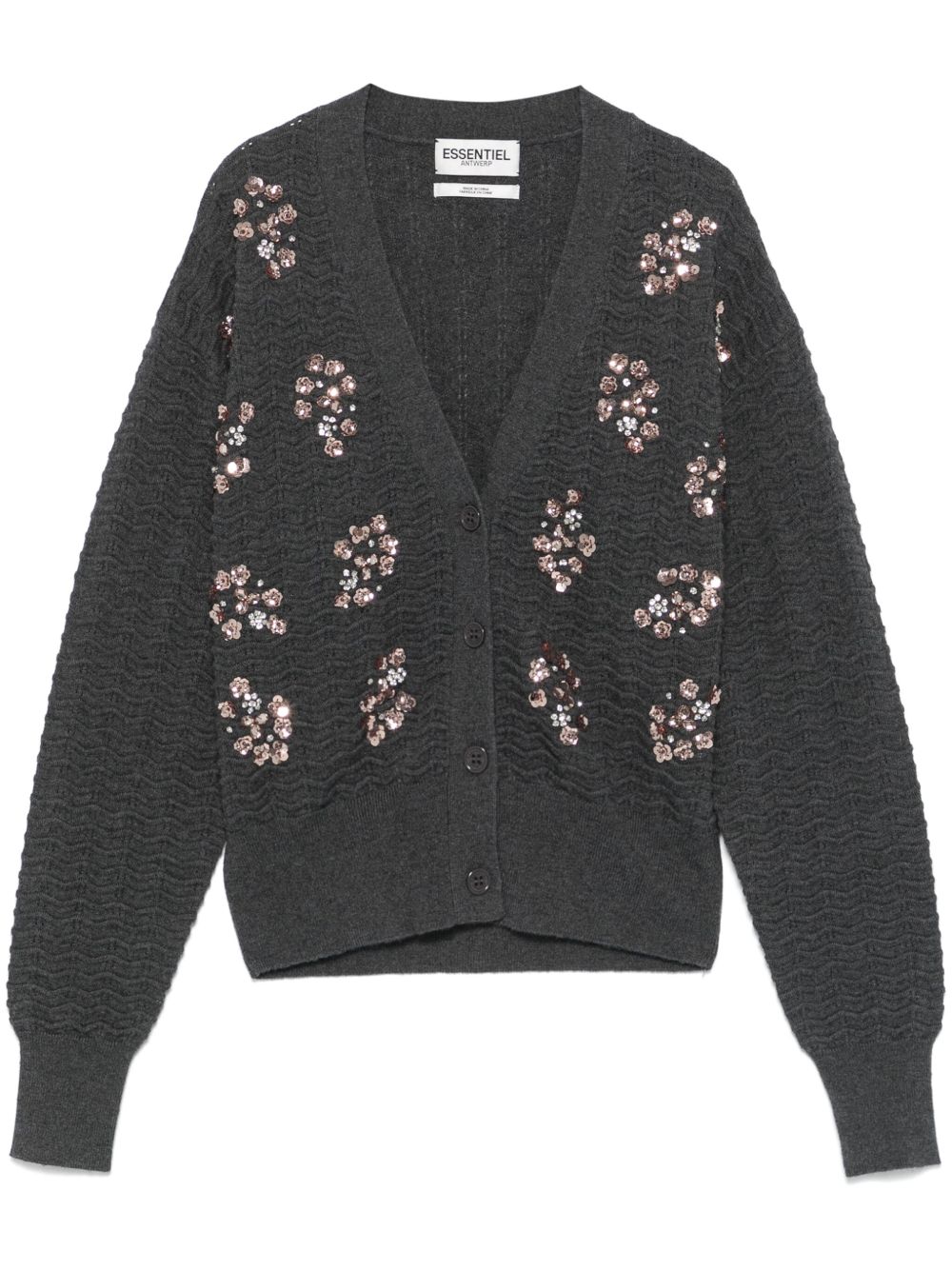 Essentiel Antwerp V领亮片缀饰开衫 - 灰色
