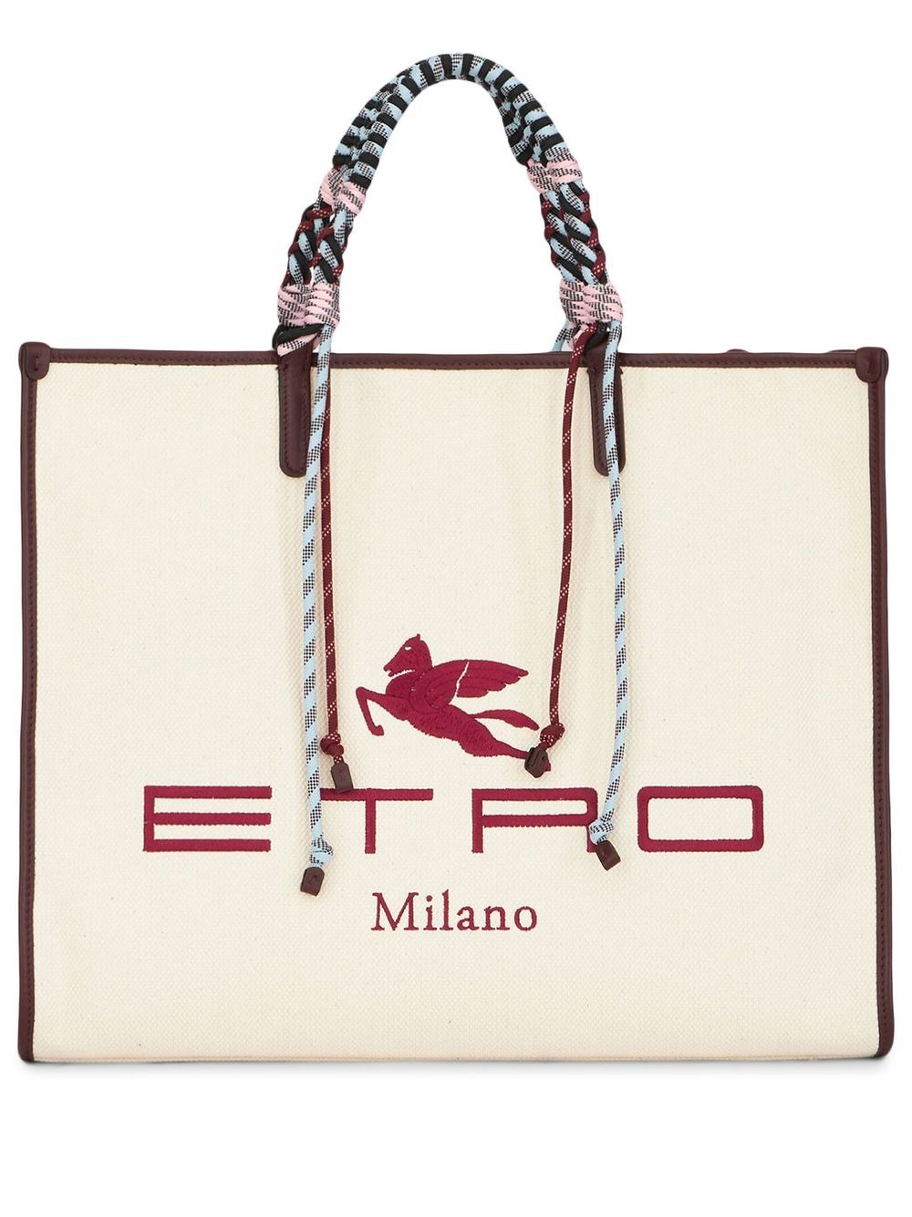 ETRO logo刺绣手提包 - 中性色