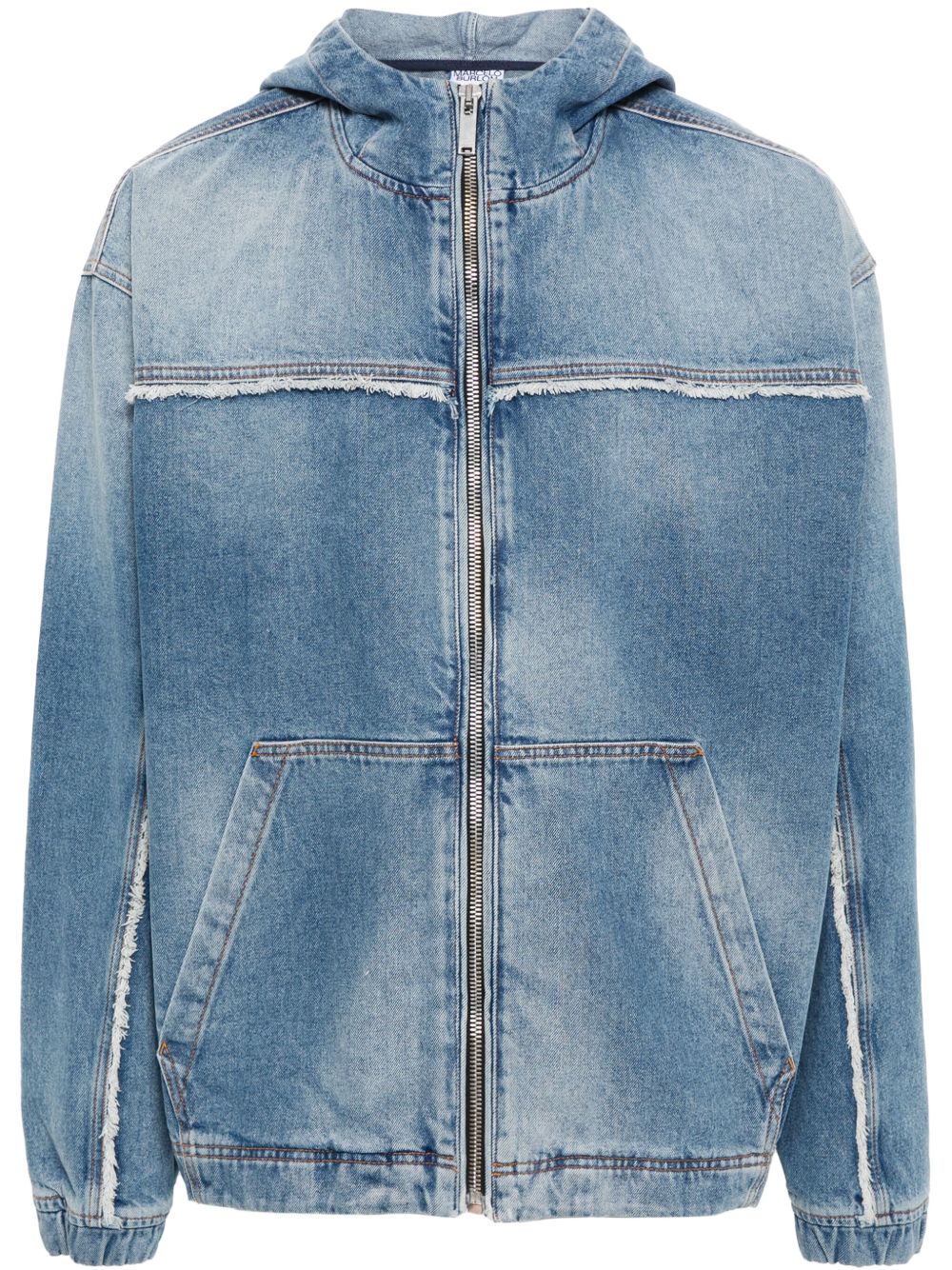 Marcelo Burlon County of Milan 流苏边牛仔连帽夹克 - 蓝色