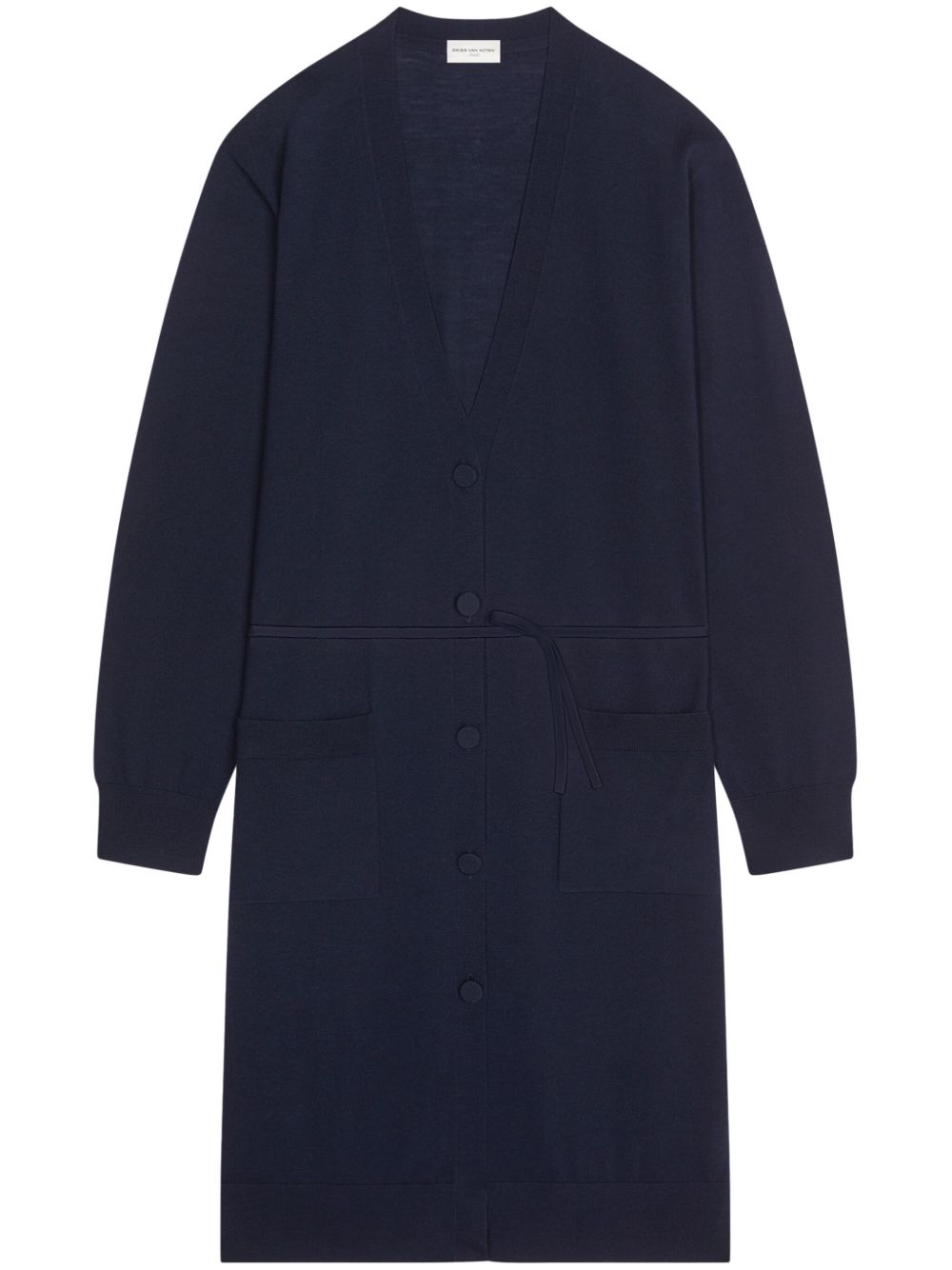 DRIES VAN NOTEN V领长款开衫 - 蓝色
