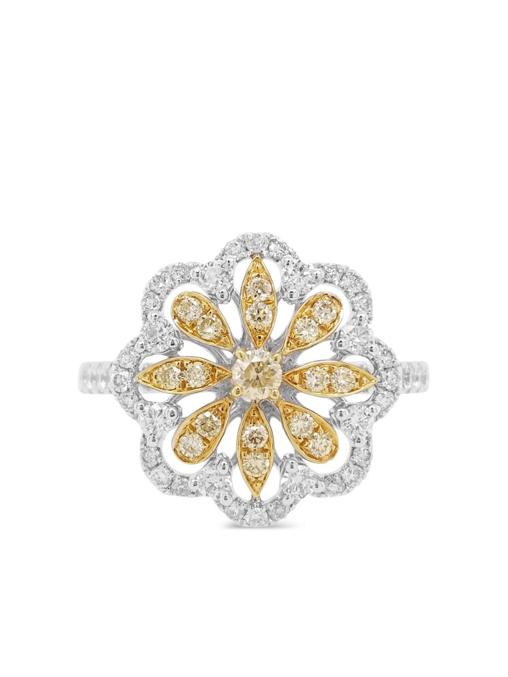 HYT Jewelry 钻石鸡尾酒铂金戒指 - 银色