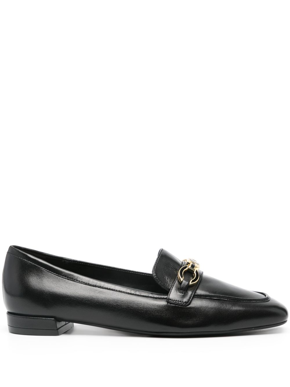 Stuart Weitzman logo标牌皮质乐福鞋 - 黑色