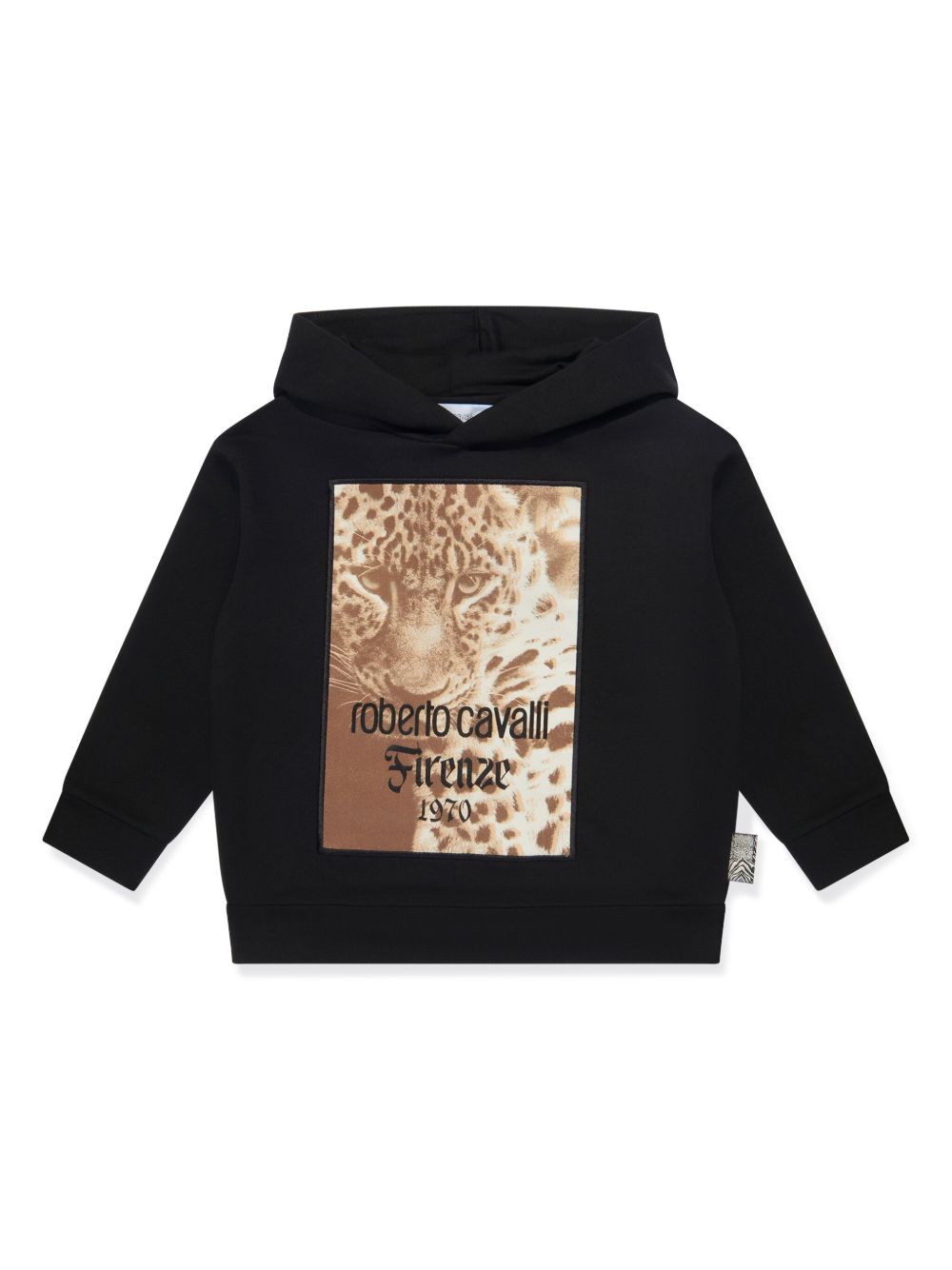 Roberto Cavalli Junior 豹印花连帽衫 - 黑色