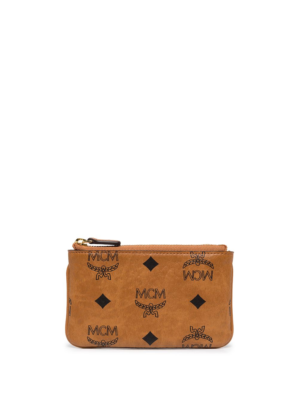 MCM 经典logo人造皮革钥匙包 - 褐色