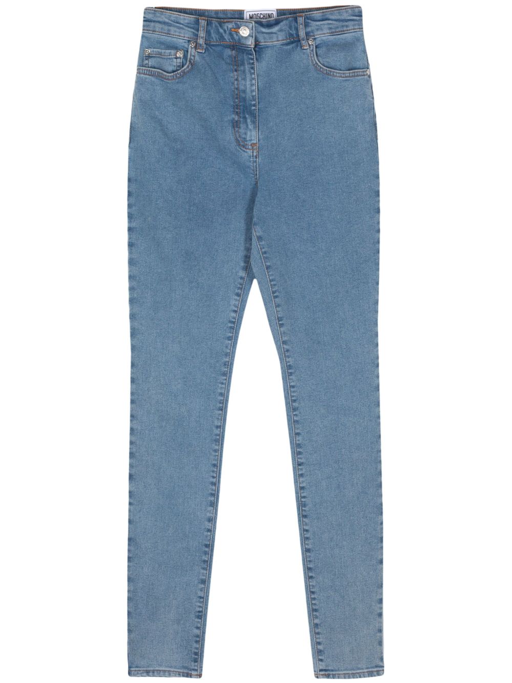 MOSCHINO JEANS logo雕刻纽扣牛仔裤 - 蓝色