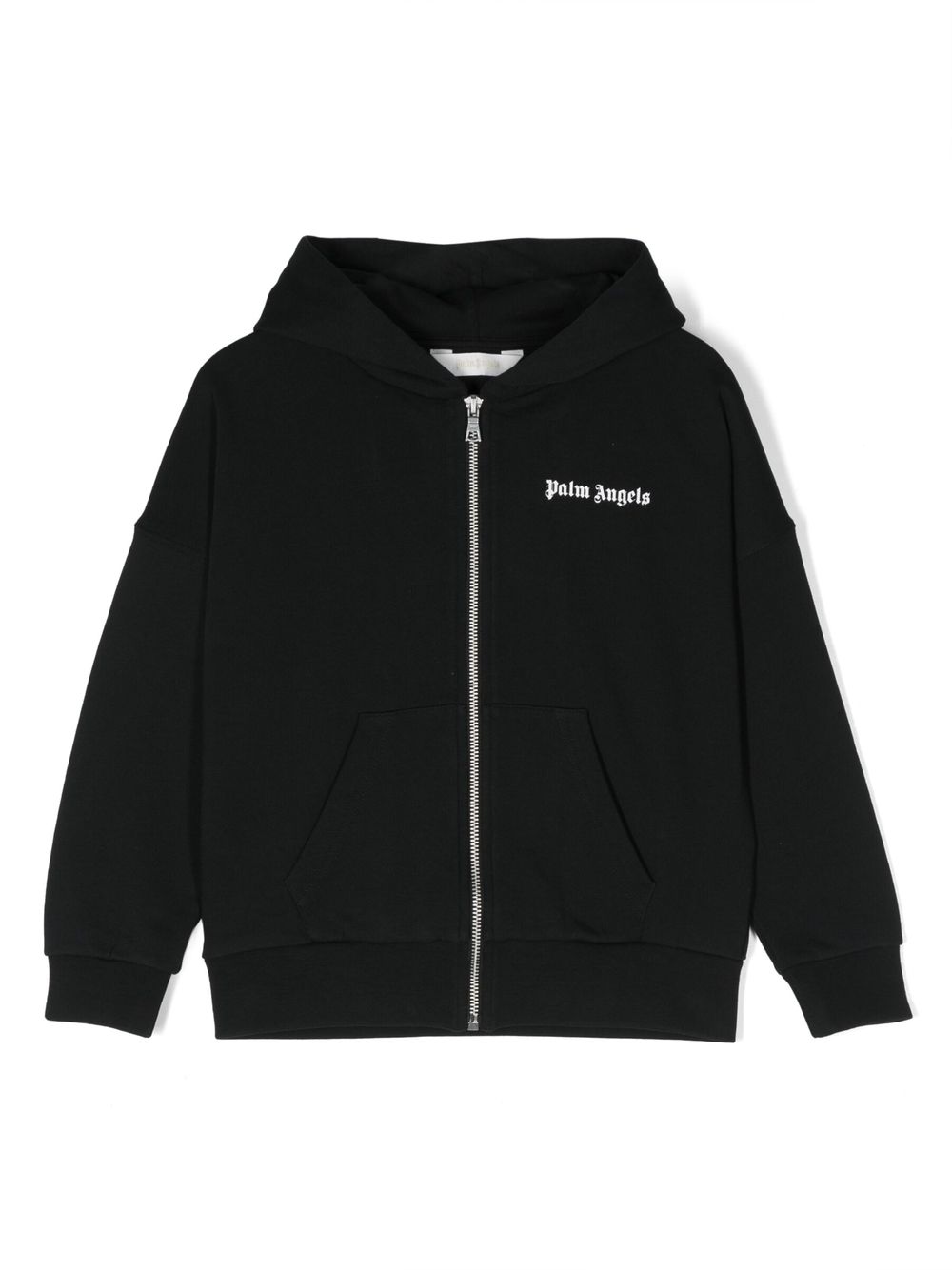 Palm Angels Kids logo印花棉连帽衫 - 黑色