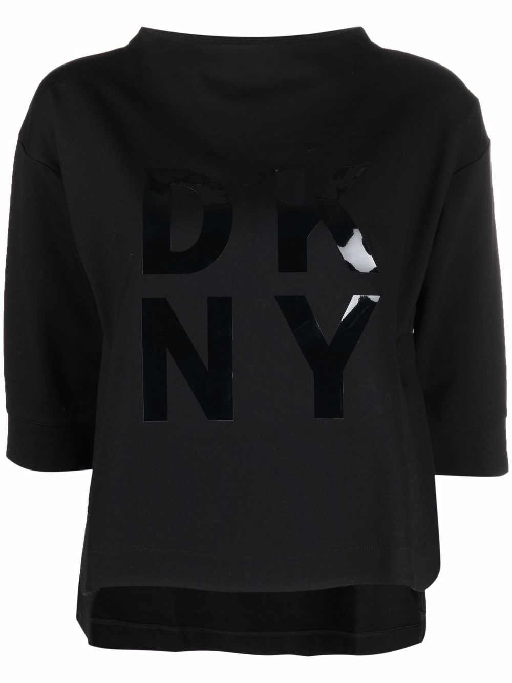 DKNY logo印花短款卫衣 - 黑色