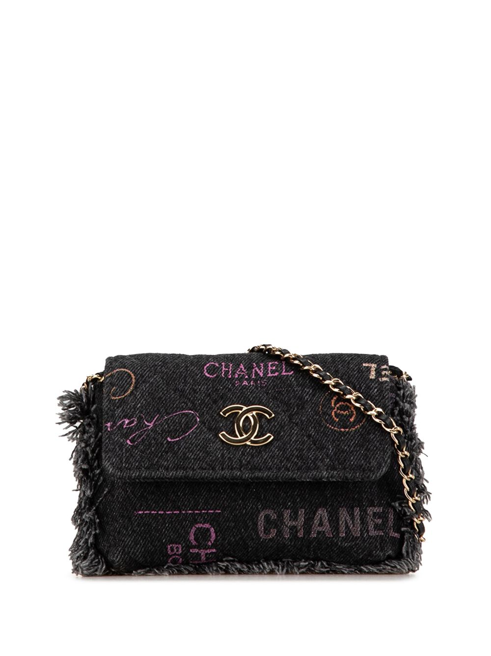 CHANEL Pre-Owned Mood 牛仔斜挎搭链手拿包（2021年典藏款） - 黑色