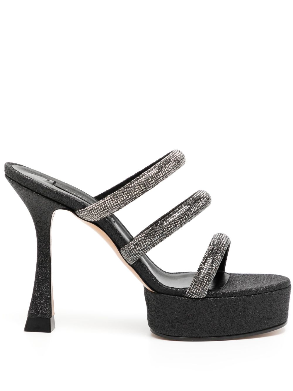 Casadei 水钻鞋带高跟穆勒凉鞋 - 黑色
