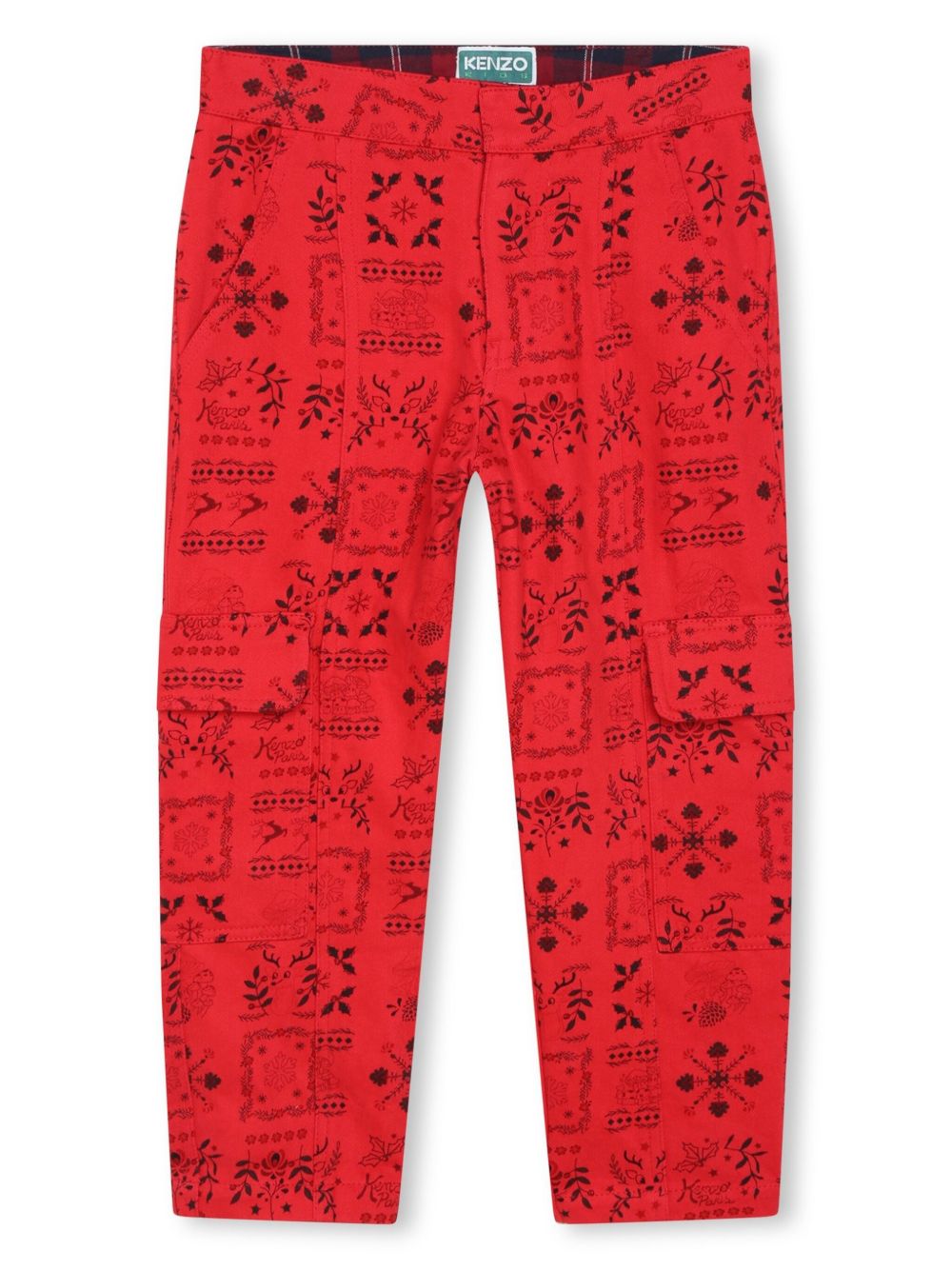 Kenzo Kids Festive 直筒裤 - 红色