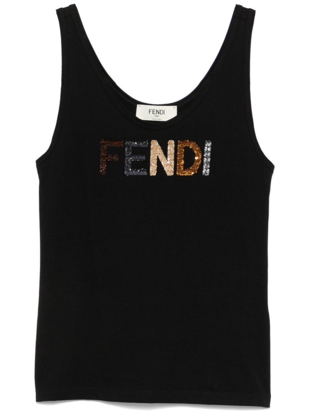 FENDI 亮片logo坦克背心 - 黑色