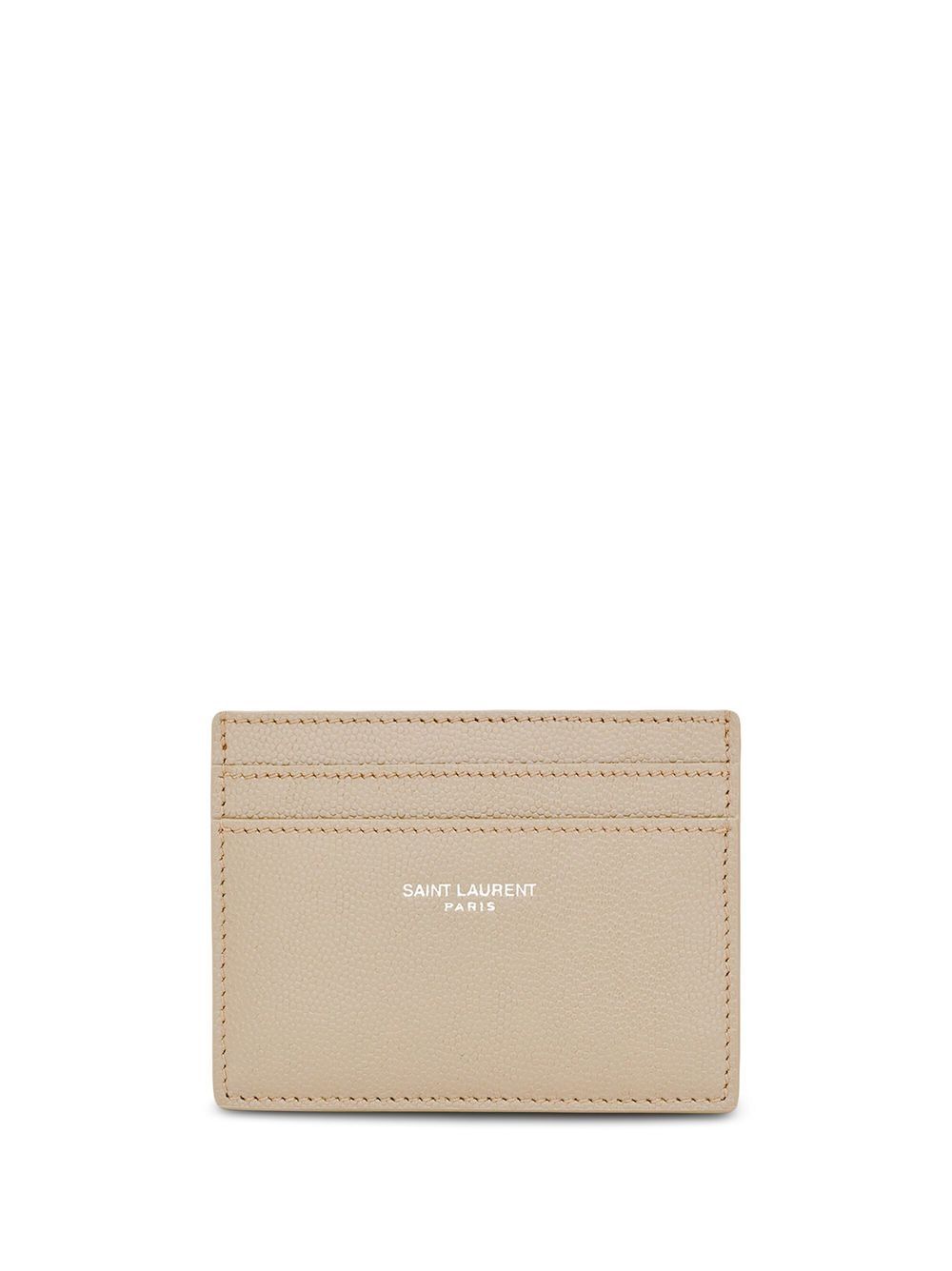 Saint Laurent logo印花皮质卡夹 - 中性色