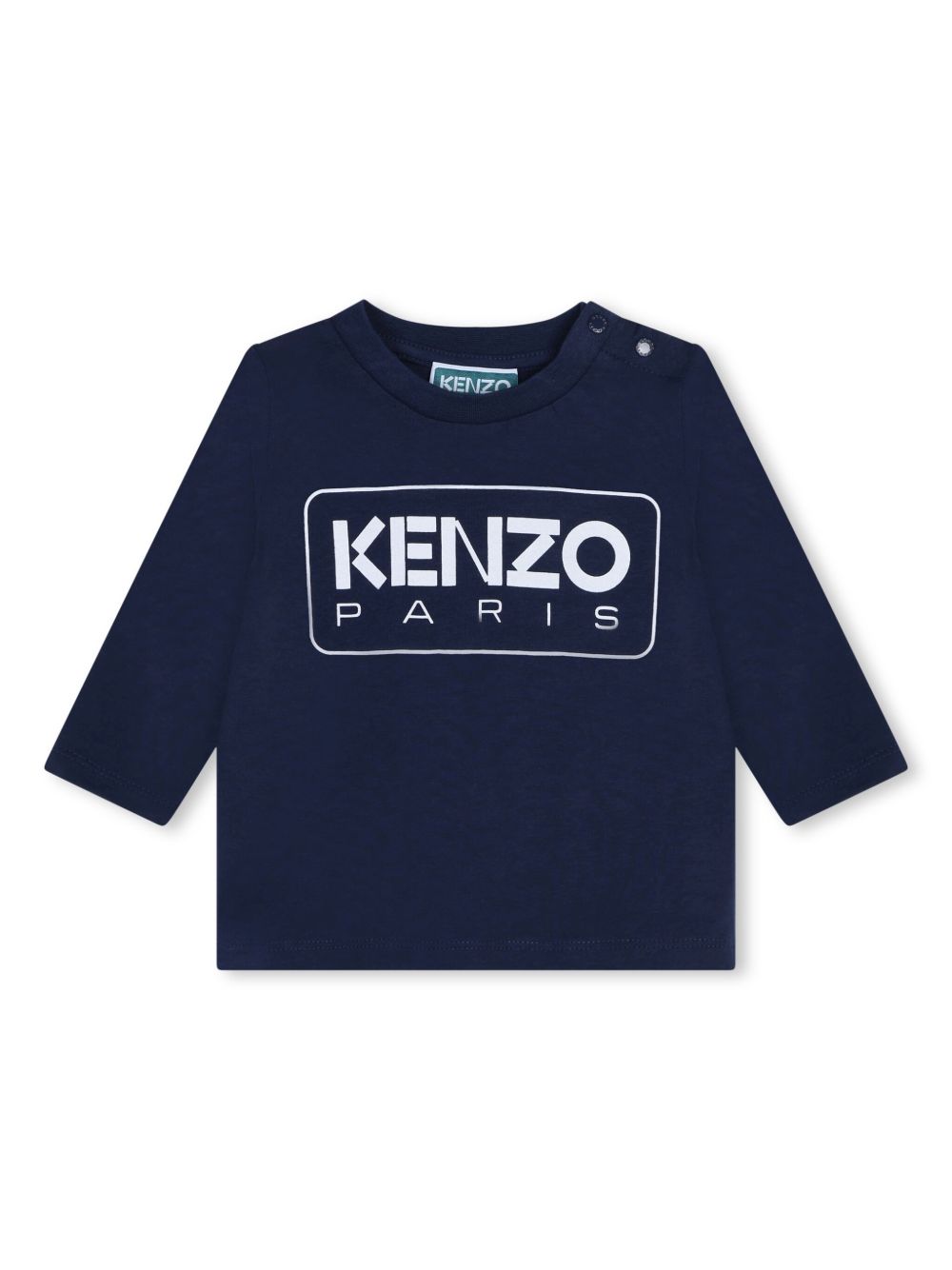 Kenzo Kids logo印花棉T恤 - 蓝色