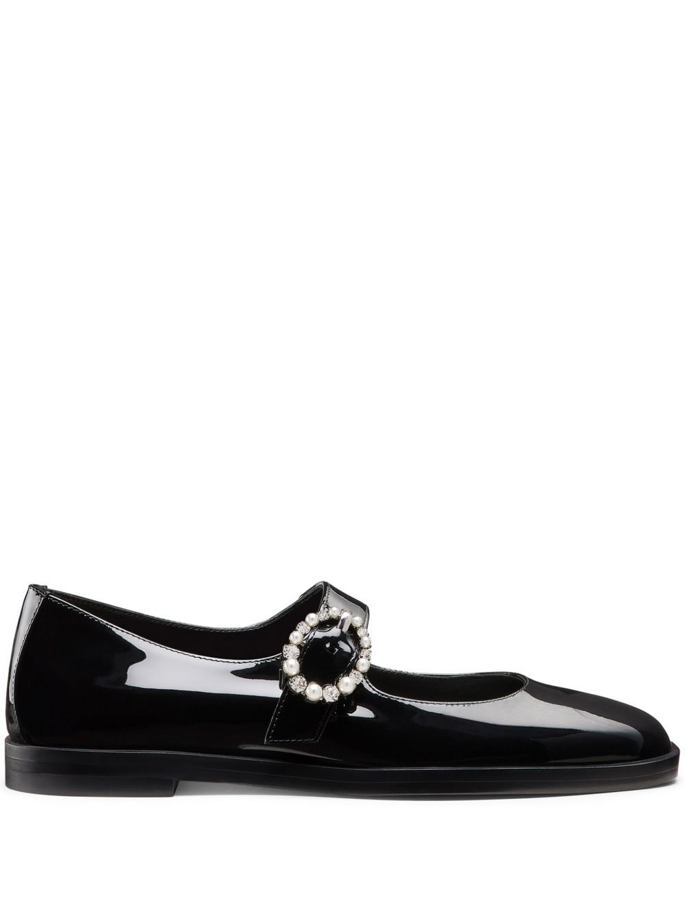 Stuart Weitzman Loralei Crystal 芭蕾平底鞋 - 黑色