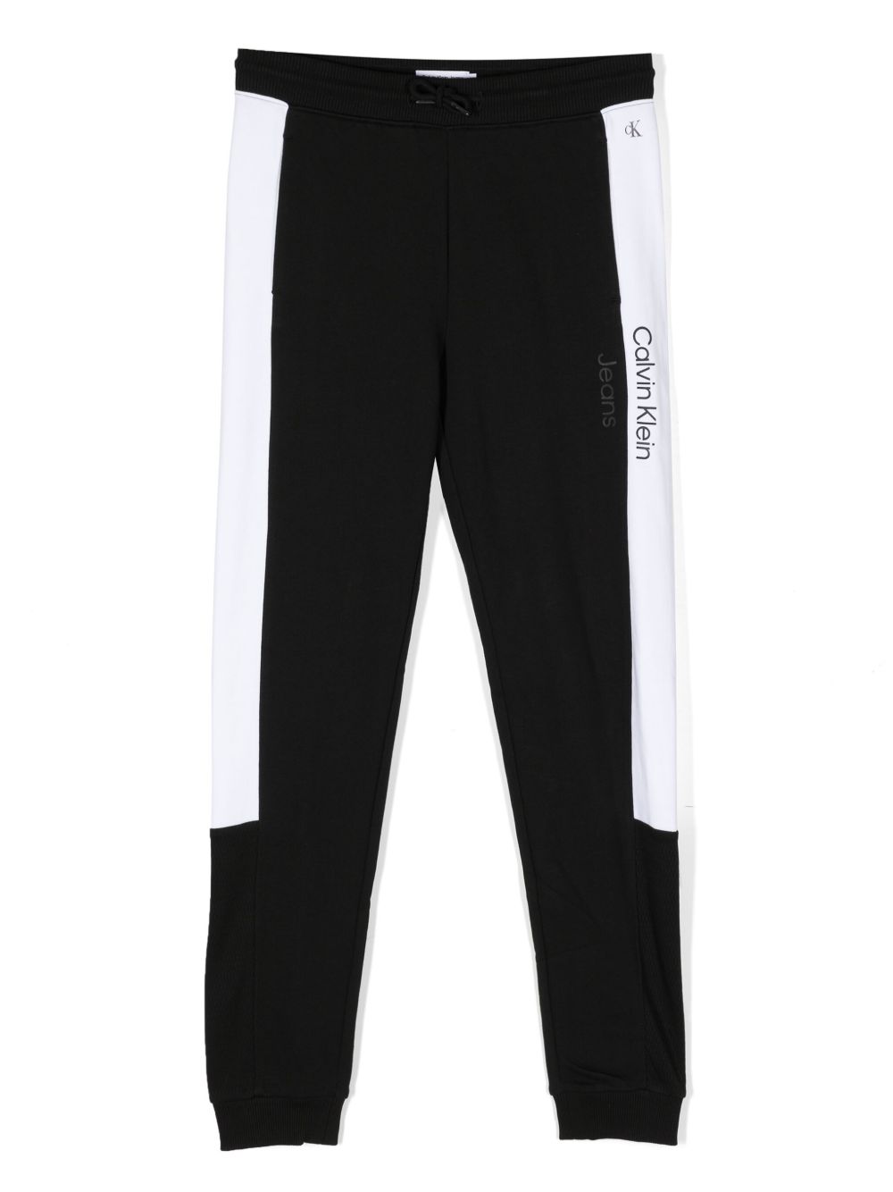 Calvin Klein Kids 双色拼接运动裤 - 黑色