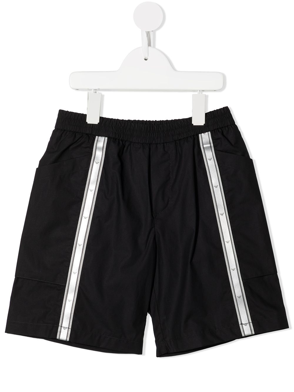 Emporio Armani Kids logo饰带百慕大短裤 - 蓝色