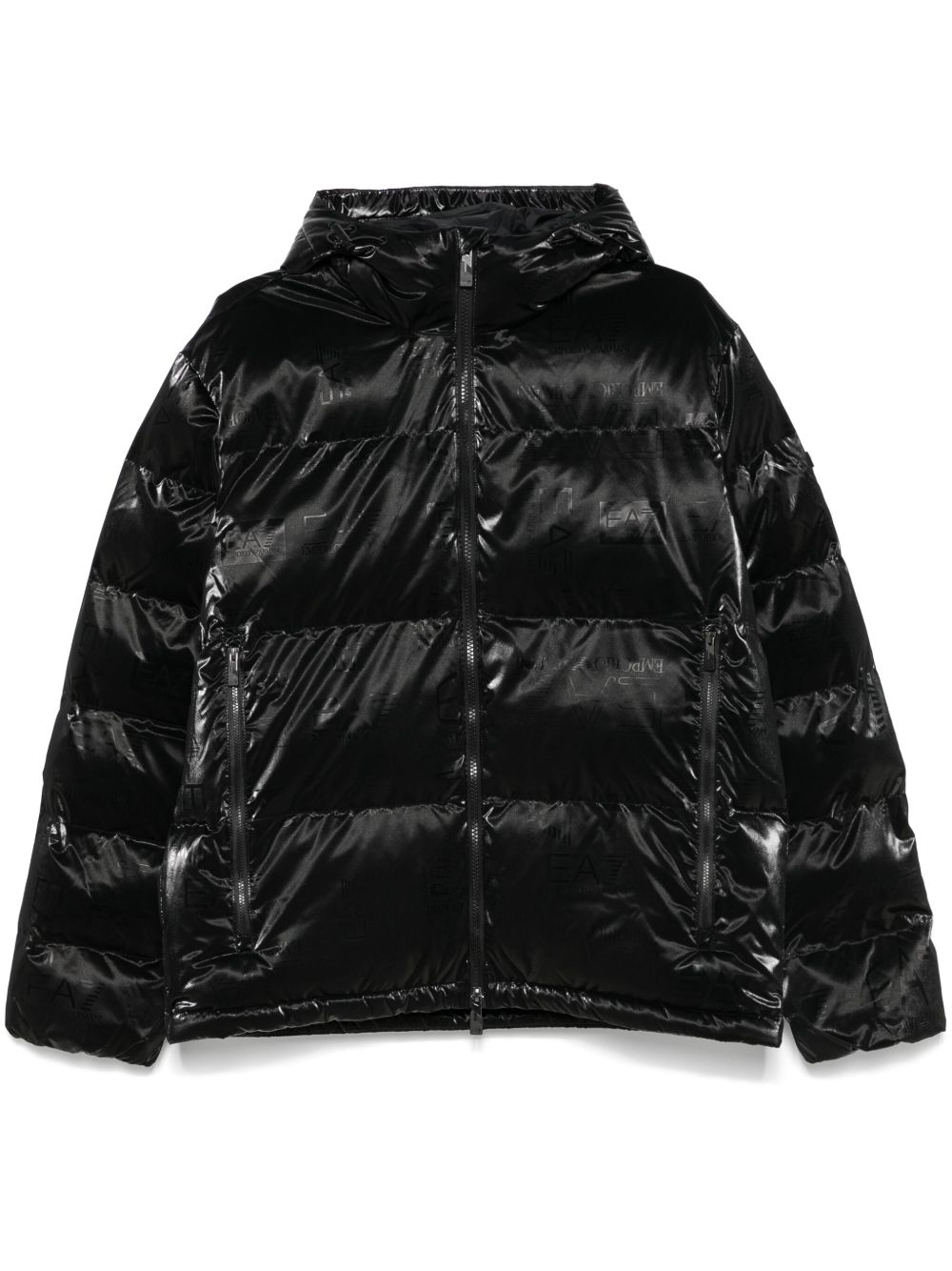 Ea7 Emporio Armani logo印花夹克 - 黑色