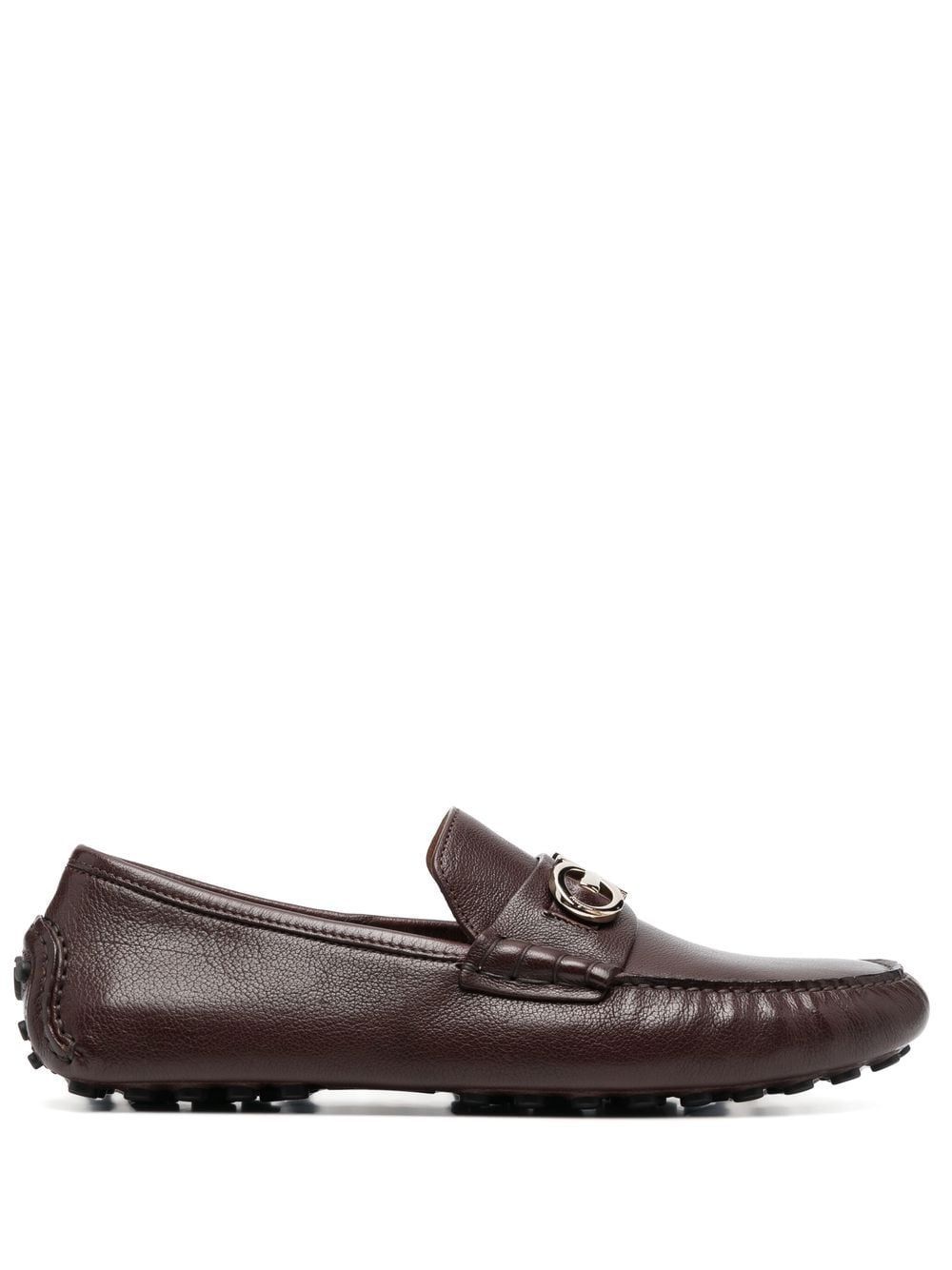 Ferragamo 马衔扣细节皮质乐福鞋 - 褐色