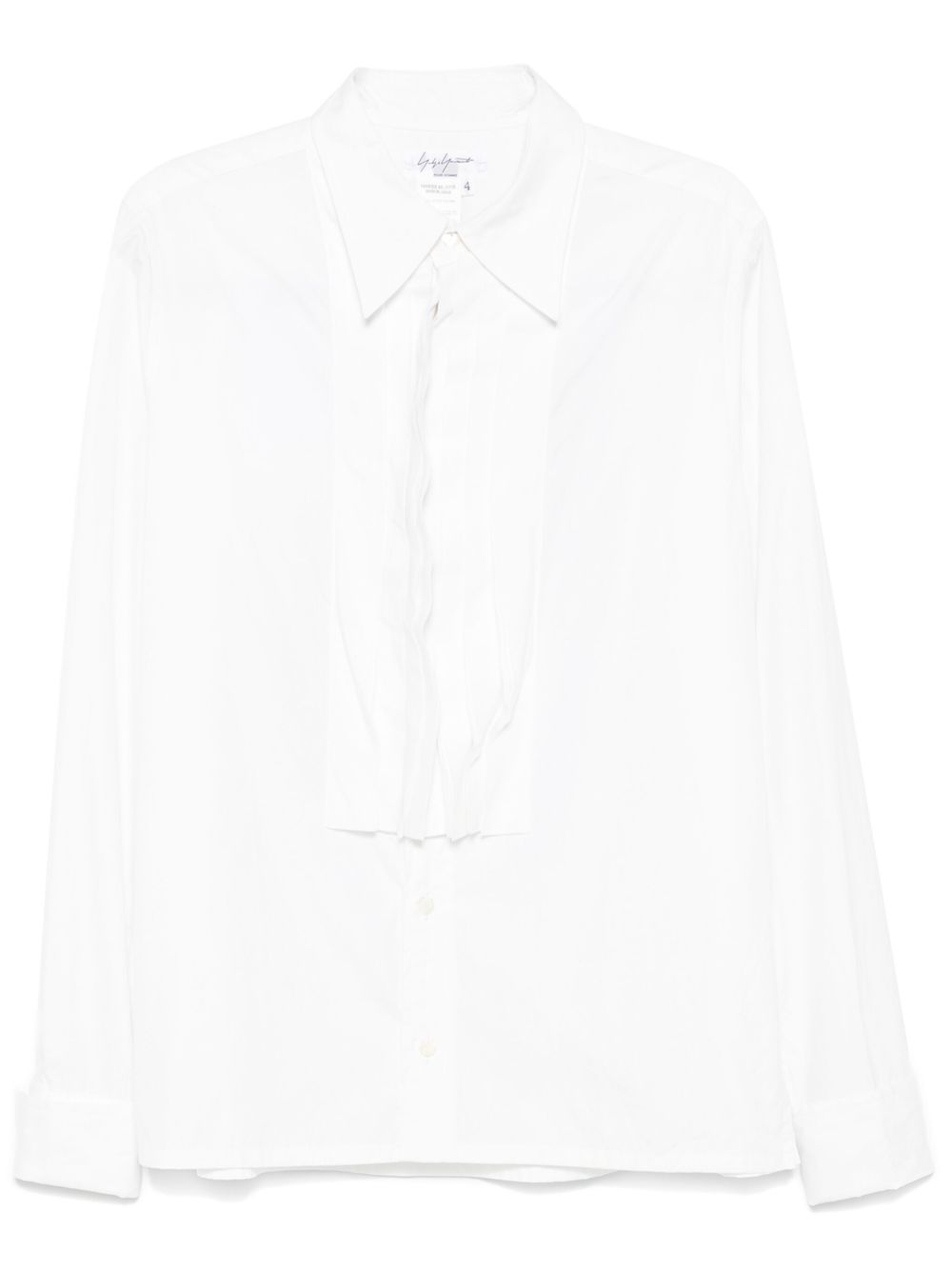 Yohji Yamamoto 车缝褶细节衬衫 - 白色
