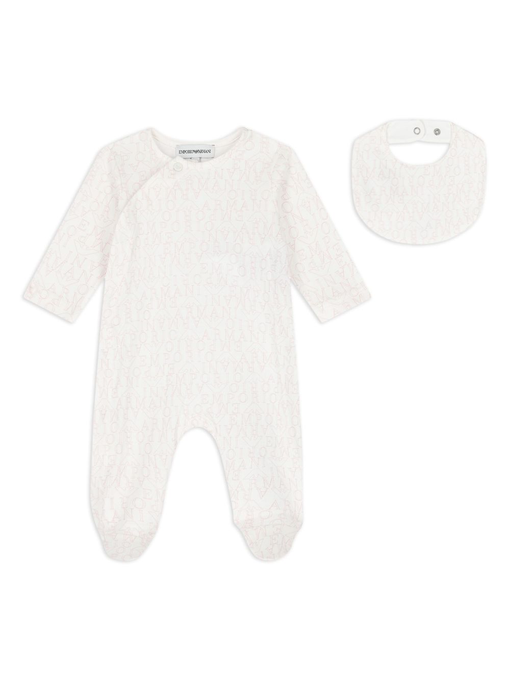 Emporio Armani Kids logo印花连体衣套装 - 白色