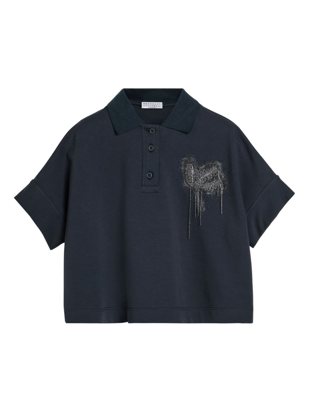 Brunello Cucinelli Kids 图案刺绣polo衫 - 蓝色