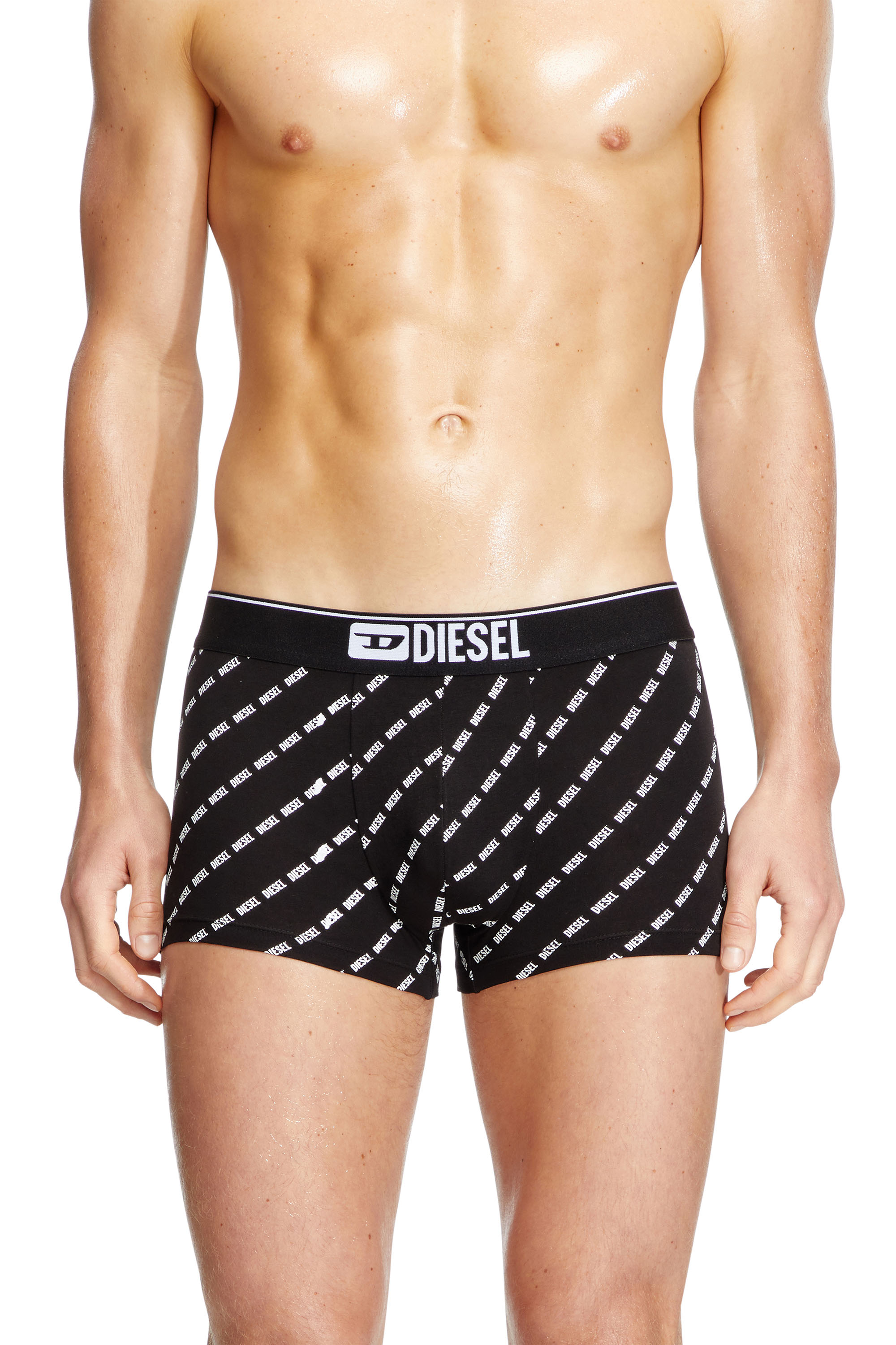 Diesel - Three-pack boxer briefs with diagonal logo - Trunks - Man - Black