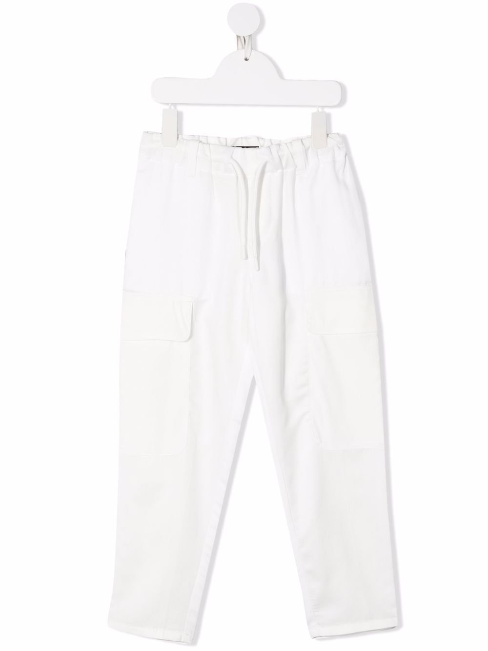 Emporio Armani Kids 抽绳裤腰长裤 - 白色