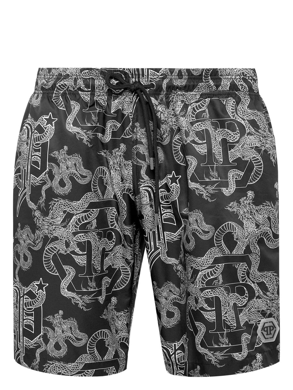 Philipp Plein 图案印花泳裤 - 黑色