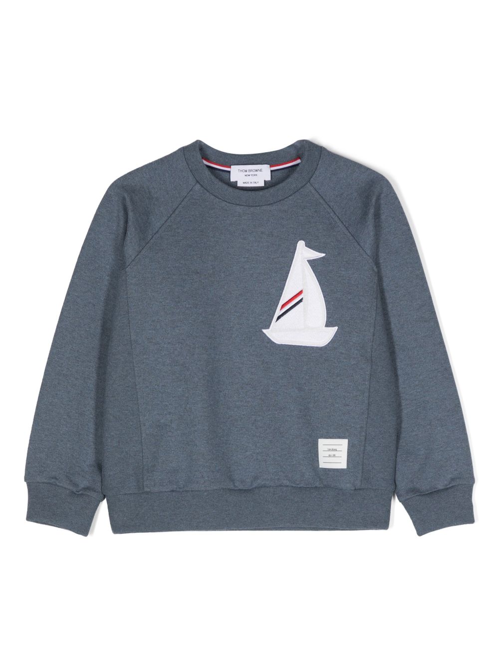 Thom Browne Kids 图案刺绣棉卫衣 - 蓝色