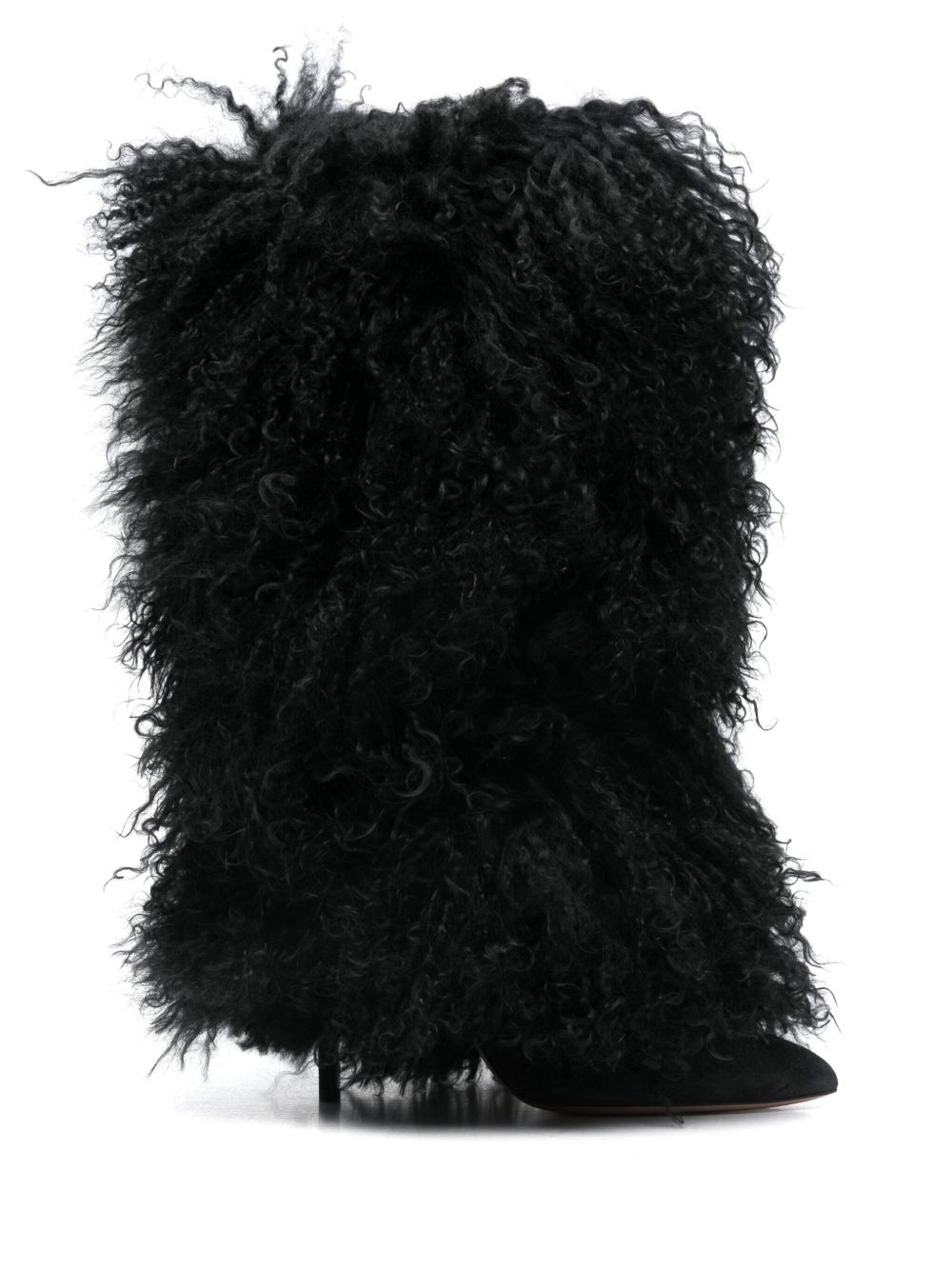 Paris Texas Furry Stiletto 高跟靴（10.5厘米） - 黑色