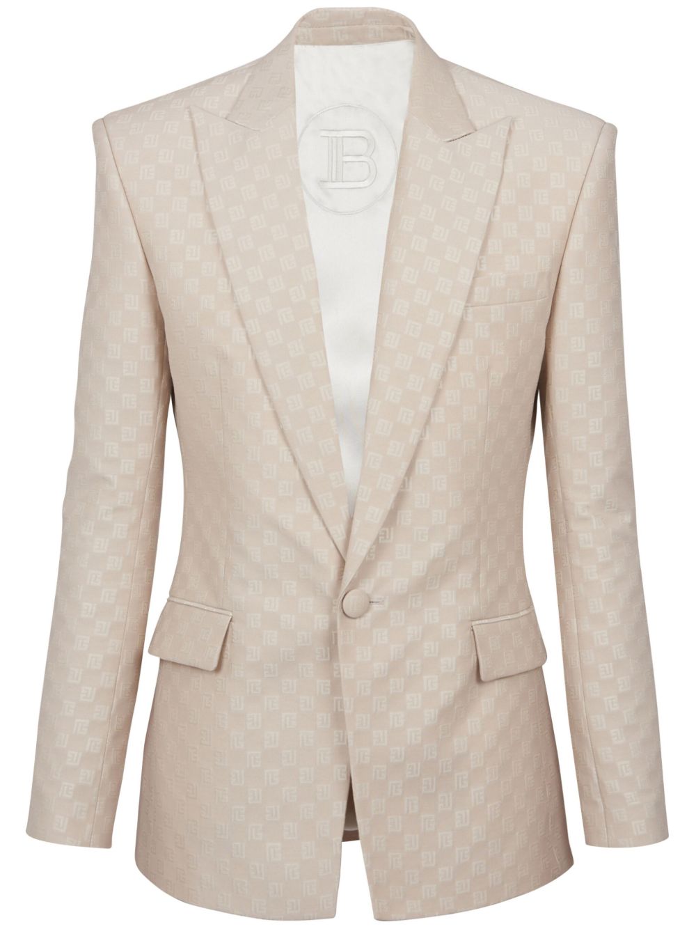 Balmain PB 经典logo初剪羊毛真丝混纺西装夹克 - 中性色