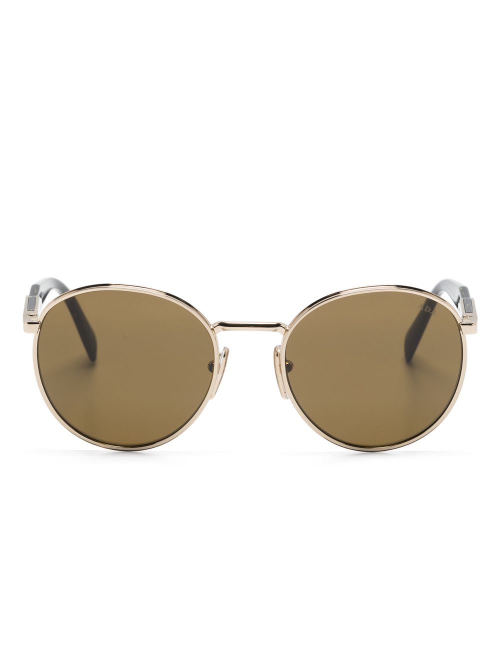 Prada Eyewear logo雕刻圆框太阳眼镜 - 金色